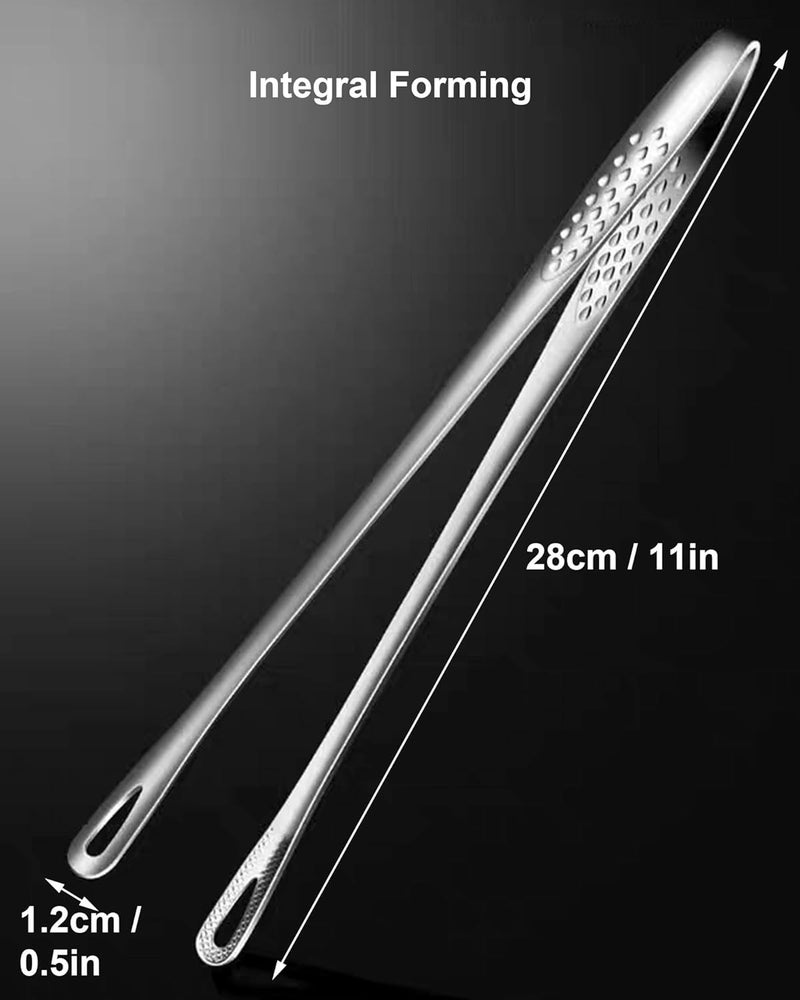 PHOJEWI 2 Pcs 11 Inches Korean BBQ Tongs Stainless Steel Grill Tongs Cooking Tweezers Japanese Barbecue Tong for Kitchen Cooking Salads Pasta Buffet Food Serving - Image 5